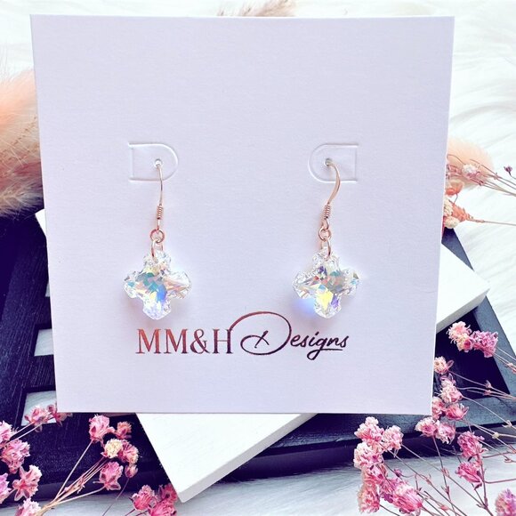 Crystal Cross Earrings | Handmade in BC - Picture 4 of 8